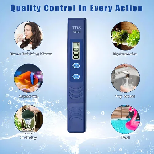 Miniatura 5 de Medidor de agua digital portátil TDS - 0-9990 ppm Probador de calidad de agua para agua potable, agricultura, acuarios, piscinas y sistemas RO-RODI