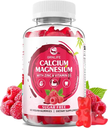 Miniatura 10 de Suplemento de calcio y magnesio y zinc con vitamina D3, gomitas de calcio sin azúcar para mujeres y hombres, gomitas de magnesio de alta potencia