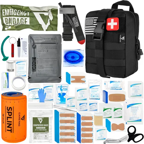 CareTac IFAK Kit de primeros auxilios y trauma con torniquete CAT Gen 7 – Kit médico táctico de grado militar que incluye vendaje israelí, sello de