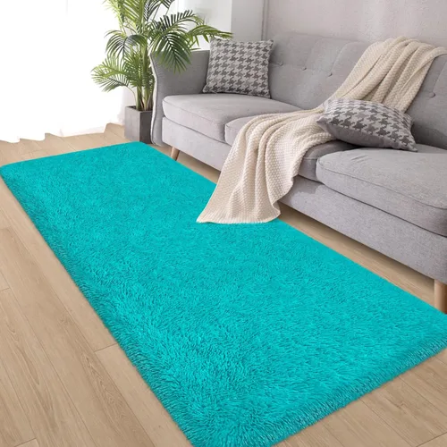 Miniatura 78 de Alfombras verdes para dormitorio de niños: alfombra de pasillo lavable de 2x6, alfombras pequeñas antideslizantes, esponjosas, suaves, peludas