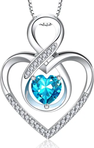Miniatura 81 de RIVIKO Collar con símbolo de corazón infinito para mujer, plata de ley 925, delicado colgante de corazón para el día de San Valentín, día