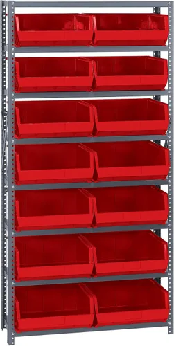 Miniatura 227 de Quantum QSBU-245BK Heavy Duty Shelving Unit with (7) Shelves and (24) QUS245 Black Bins for Garage Warehouse Storage Distribution 400 lb Load
