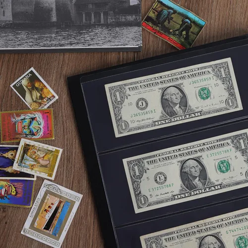 Miniatura 6 de Álbum de monedas de 60 bolsillos, soporte para coleccionar billetes, libro de almacenamiento de tapa dura de cuero sintético con funda protectora