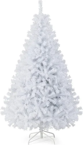 Miniatura 10 de Goplus Árbol de Navidad negro sin luz de 7.5 pies, árbol de Halloween artificial con 1258 puntas de rama, soporte de metal, árbol completo