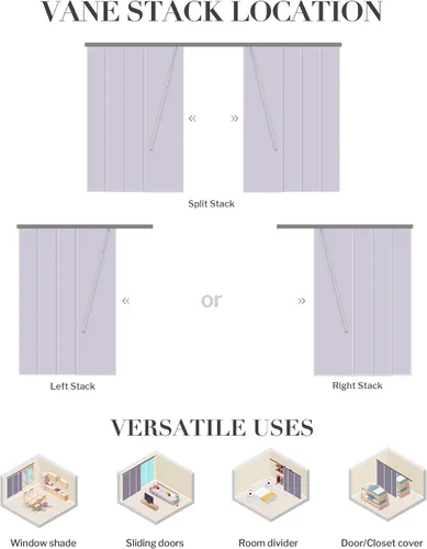 Miniatura 3 de Graywind - Paneles deslizantes manuales 100% opacos con control de varilla, persianas de privacidad para ventanas de patio, puertas corredizas