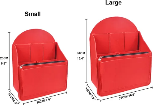 Miniatura 2 de Organizador de mochila de fieltro, organizador de bolso para hombres y mujeres, mochila mochila bolso de hombro (rojo, grande)