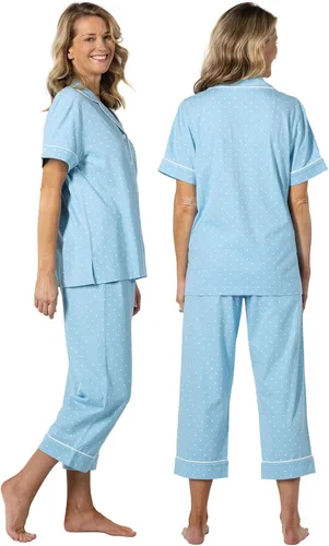 Miniatura 2 de PajamaGram Pijama de algodón para mujer - Conjunto de pijama capri para mujer, 100% algodón