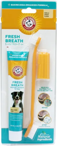 Arm & Hammer Kit de aliento fresco para perros para mascotas | Contiene pasta de dientes, cepillo de dientes y cepillo de dedos | Reduce la placa y