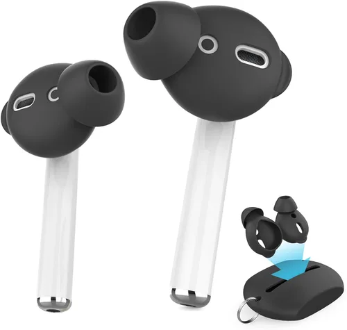 Miniatura 13 de AhaStyle 4 pares de almohadillas de silicona para auriculares AirPods compatibles con Apple AirPods (2 pares grandes y 2 pares pequeños, negro)