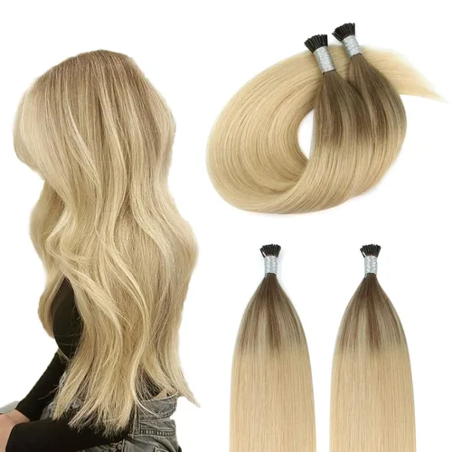 Miniatura 39 de ABH AMAZINGBEAUTY HAIR Extensiones de cabello rizado liso para mujeres negras con punta en I, cabello humano, punta en I, Remy, 50 mechones, punta