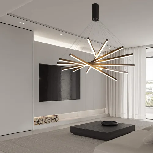 Miniatura 9 de JAYMP Candelabros LED modernos, lámpara colgante regulable para techo alto, sala de estar, comedor, escalera, restaurante, Sputnik, lámpara colgante