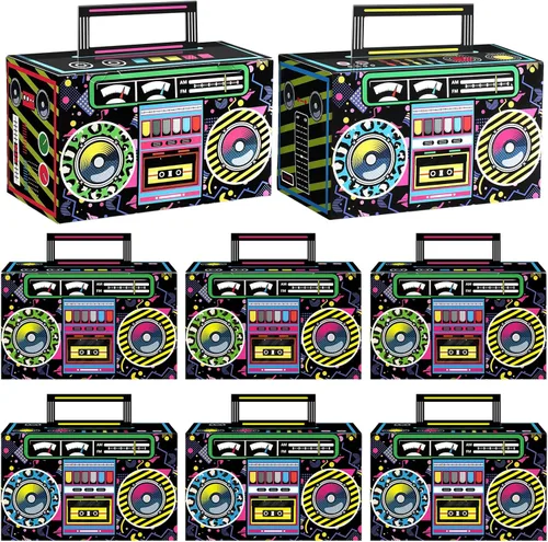 Cajas de recuerdo de fiesta de los años 80, caja de regalo novedosa, cajas de papel de dulces de los años 80, decoraciones de radio retro de los 80,