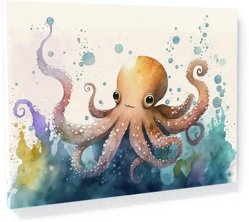 Miniatura 14 de Sense Canvas Octopus Vibrant Ocean 7 - Lienzo decorativo para decoración del hogar, póster grande de 40 x 30 pulgadas, 0.75 pulgadas
