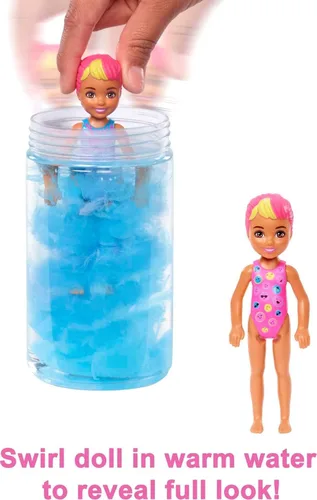 Miniatura 3 de Barbie Color Reveal - Muñeca pequeña y accesorios, serie de teñido anudado neón, 6 sorpresas, 1 muñeca Chelsea (los estilos pueden variar)
