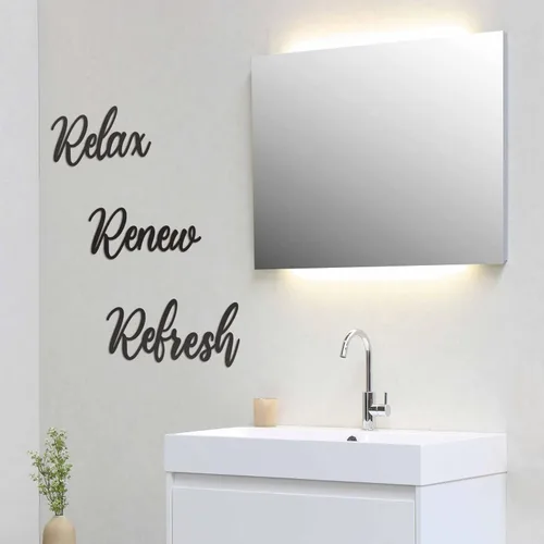 Miniatura 7 de Vivegate Letrero de metal para pared, 20 x 19 pulgadas, 3 unidades, color negro, moderno, hermoso, relajante, renovar, renovar, renovar, decoración