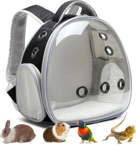Miniatura 8 de Mochila portátil de viaje para mascotas, bolsa para hámster, conejillo de indias, pájaro, perro, gato, tortuga, transportador, jaula de conejo, Verde