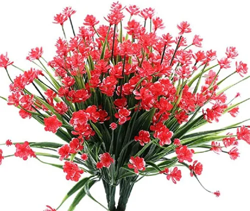 Miniatura 4 de Flores artificiales para exteriores, flores sintéticas para macetas de exterior, flores exteriores que se ven reales (14 unidades, naranja)