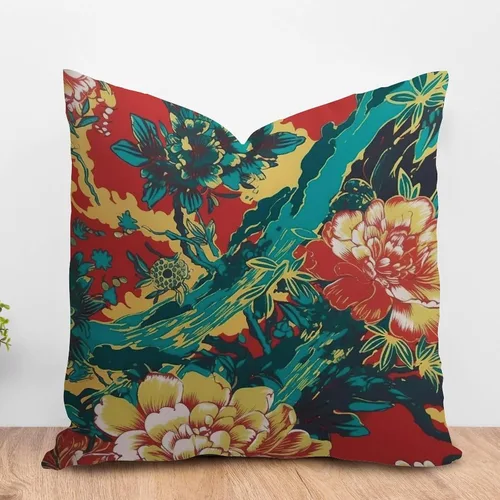 Miniatura 61 de ArogGeld Funda de almohada blanca con flores chinoiserie, funda de almohada para sofá, diseño floral verde y blanco, funda de almohada de lino A-12