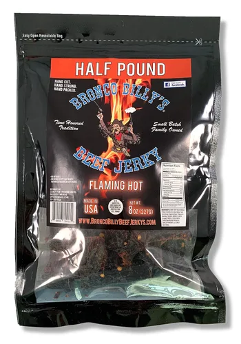 Miniatura 13 de Bolsa resellable de media libra de carne de res con sabor a bourbon Bronco Billy's Beef Jerky