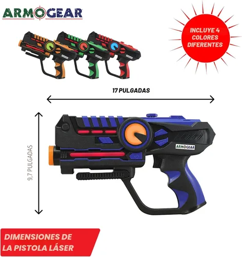 Miniatura 3 de ArmoGear Juego de 4 pistolas láser con chalecos - Juego de combate láser para niños y adultos - Pistolas de juguete con un alcance de 150 pies