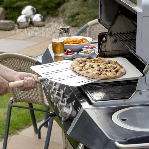 Miniatura 8 de Hans Grill - Piedra para pizza PRO XL, piedra para hornear para pizzas para uso en horno, parrilla o barbacoa, pala de pizza de aluminio anodizado