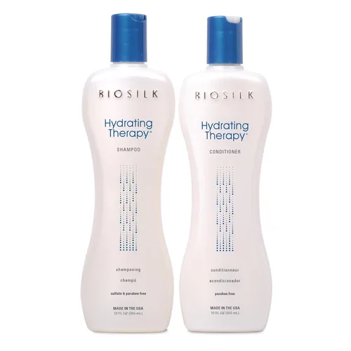 BioSilk Champú y acondicionador de terapia hidratante, repone la humedad del cabello y el cabello grueso, sin sulfatos, parabenos y crueldad, 12