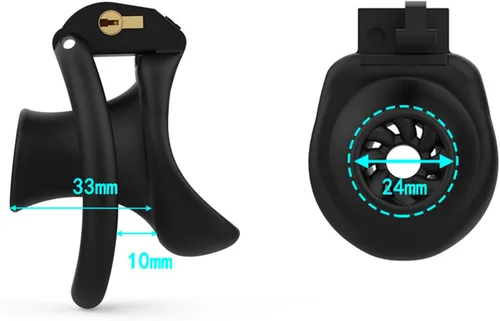 Miniatura 3 de Jaula hueca de castidad masculina con 4 tamaños de anillos, jaula de pene de bloqueo discreto para hombres, equipo SM Bondage para entrenamiento