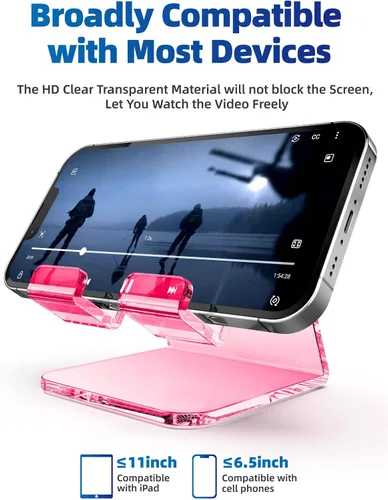 Miniatura 3 de Soporte acrílico para teléfono celular, soporte transparente para teléfono para escritorio de oficina, tocador, encimera de cocina, mesita de noche
