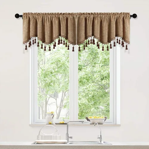 Miniatura 30 de Cortinas de doble cara de felpilla para cortina de cocina, cenefa para sala de estar