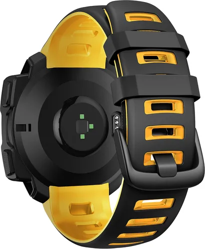 Miniatura 2 de NotoCity Correa de repuesto de silicona para Garmin Instinct Band compatible con Garmin Instinct 2/Solar/Tactical(negro-amarillo)