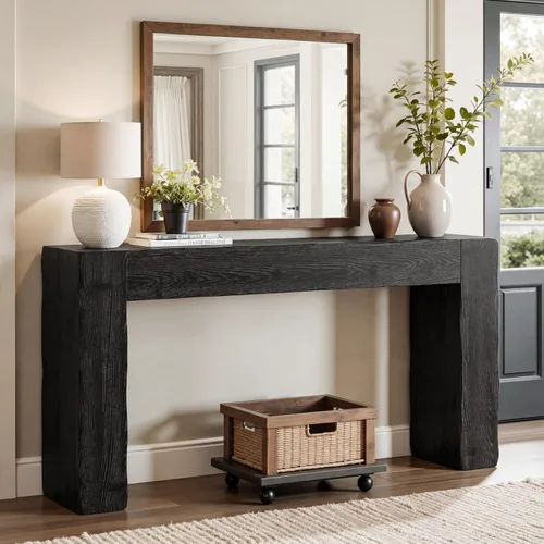 Miniatura 3 de Tribesigns 63-Inch Solid Wood Console Sofa Table, Farmhouse Long Entryway Table Behind Couch for Living Room, Entrance, Hallway, Foyer, Easy
