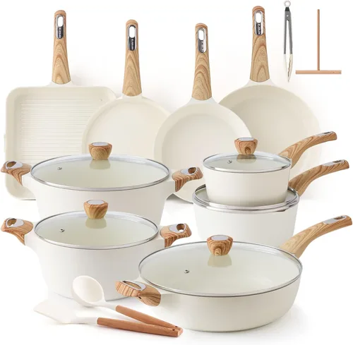 Miniatura 8 de SENSARTE Juegos de Utensilios de Cocina de Cerámica, Juego de Ollas y Sartenes Antiadherentes, Utensilios de Cocina de Inducción No Tóxicos