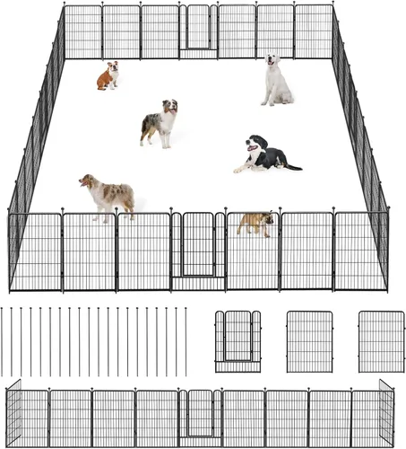Miniatura 14 de Corralito para perros para interiores, valla portátil para perros de 32 pulgadas de altura, 10 paneles para mascotas, corral exterior para patio