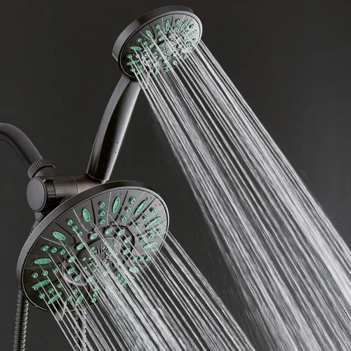 Miniatura 2 de AquaDance Combo de ducha de lluvia antimicrobiano/antiobstrucción de alta presión de 30 ajustes, protección de boquilla Microban contra el Jets