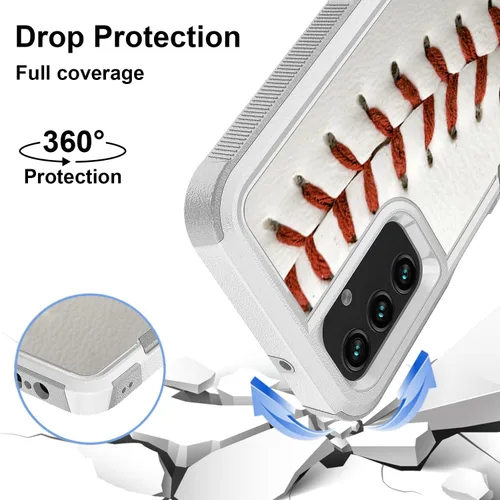 Miniatura 3 de Funda para Samsung Galaxy A14 5G, deportes de béisbol patrón blanco absorción de golpes PC duro e interior de silicona híbrida doble capa Armor