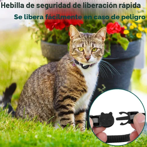 Miniatura 3 de Collar de Gato Airtag Separable, Collar Reflectante para Gatito con Soporte para Apple Air Tag y Campana para Gatos Niña y Niño, 0.4 Pulgadas