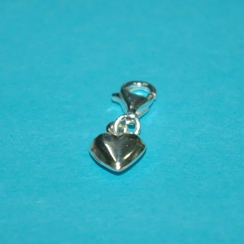 Miniatura 2 de Colgante de plata de ley 925 con clip de corazón de 0.354 in con cierre de pinza de langosta de 0.433 in