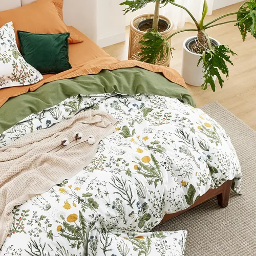 Miniatura 6 de Bedsure - Juego de funda de edredón para cama individual - Juego de funda de edredón reversible de flores de algodón 100 % con cierre de cremallera