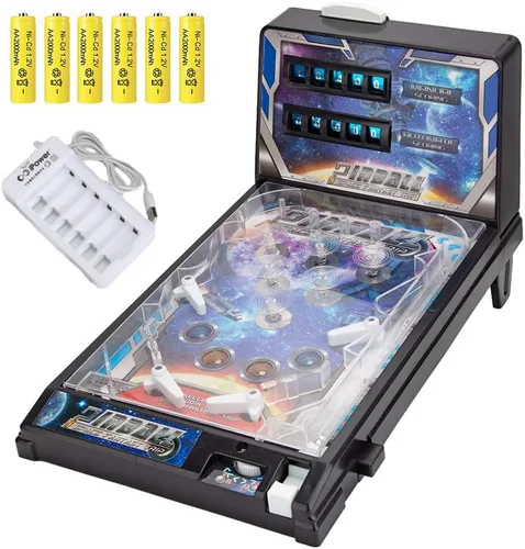 Mini máquina de pinball - Juego de pinball de mesa para adultos, juego de arcada casera con luz, juguete de disparo de bola de escritorio - Regalos