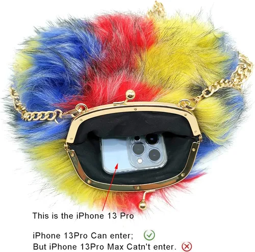 Miniatura 3 de FHQHTH Faux Fur Purse Fashion Clutch Handbag Shoulder Vintage Evening Bags for Women