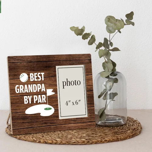 Miniatura 6 de Oqtumes Regalos de golf para hombres, marco de fotos para abuelo, regalos de golf para abuelo, marco rústico de madera de 8 x 10 pulgadas, montaje