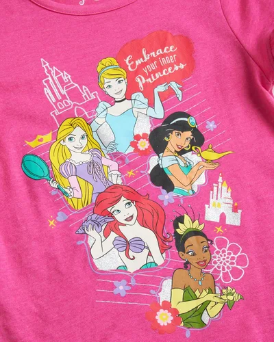 Miniatura 4 de Disney Camisetas para niñas Frozen Princess paquete de 4 camisetas gráficas de manga corta (talla 2T-7)