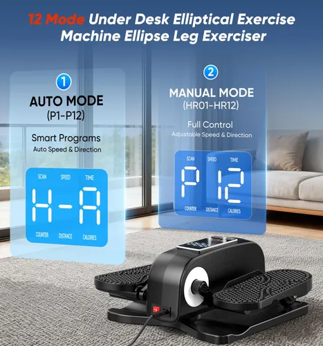 Miniatura 4 de HOMGIM Under Desk Elliptical Machine - Quiet Motorized Leg Exerciser with Smart Remote, 12-Speed Manual Programs Auto/3 Auto Programs LCD Display &