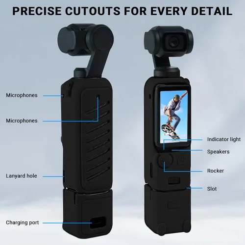 Miniatura 6 de Funda protectora para DJI Osmo Pocket 3/Xtra Muse, funda protectora de silicona Pocket3 compatible con DJI Osmo Pocket 3 accesorios, funda Osmo Negro