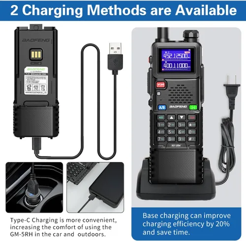 Miniatura 4 de Baofeng Radio radioaficionado de largo alcance 5RM 10W recargable de mano 3800mAh batería extendida NOAA emergencia táctica de dos vías radio walkie