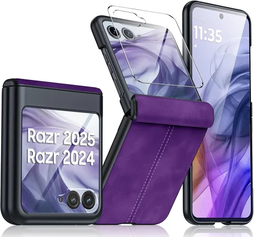 Miniatura 10 de para Samsung Galaxy Z Flip 7 Funda con protección de bisagras y protector de pantalla incorporado, funda de cuero mate de policarbonato ultradelgada