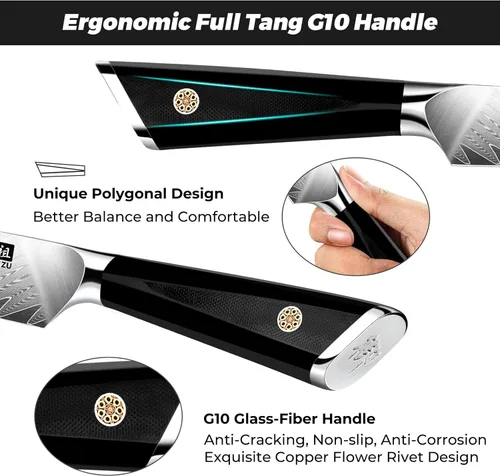 Miniatura 3 de SHAN ZU Cuchillo de pelar Damasco Cuchillo de fruta de 4 pulgadas Cuchillos de cocina profesional, Cuchillos de tallado de frutas de Damasco japonés