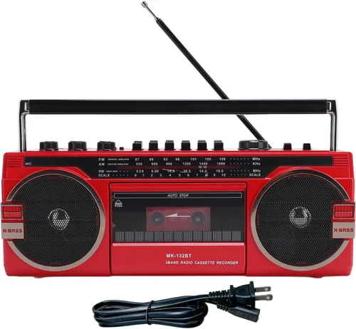 Miniatura 9 de Tangxi Boombox reproductor de casete retro, reproductor de cassette radio AM/FM/SW, conversión USB MP3, altavoces estéreo integrados, para viajes