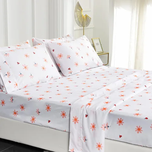 Miniatura 8 de American Home Collection - Juego de sábanas y fundas de almohada estampadas de 6 piezas, con 14 pulgadas de caída; sábanas de microfibra con doble