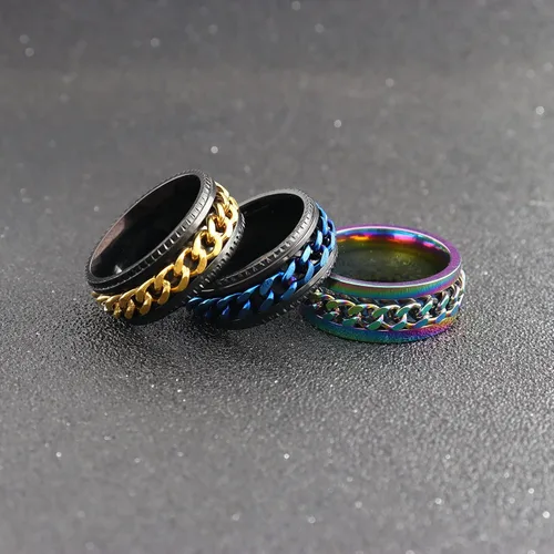 Miniatura 5 de Anillo giratorio de acero inoxidable de 0315in para la ansiedad para adolescentes niñas hombres anillos para aliviar el estrés y la ansiedad anillos